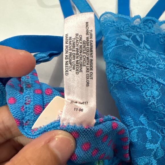 NWT Victoria's Secret Vintage Y2k 2006 Lace Floral Blue Dainty Babydoll Top Med - Picture 6 of 8
